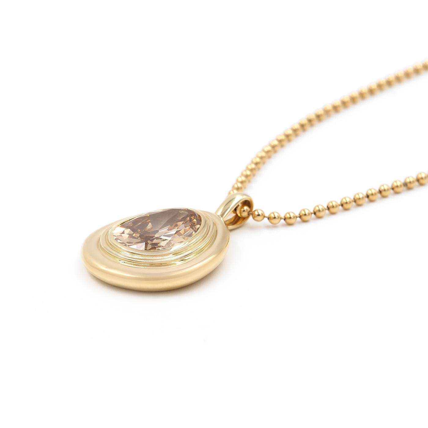 6.54 Ct. Natural Brownish Yellow Diamond Double Bezel Pendant Necklace