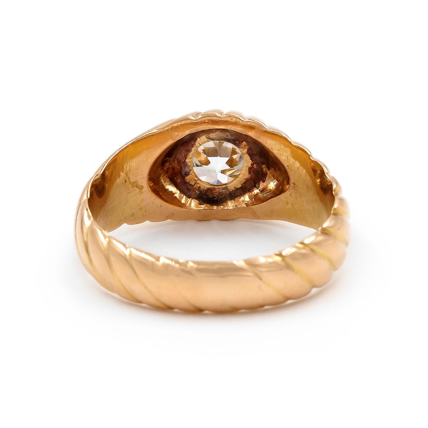 Victorian 0.91 Ct. Old European Cut Diamond Swirling Domed Gypsy Ring