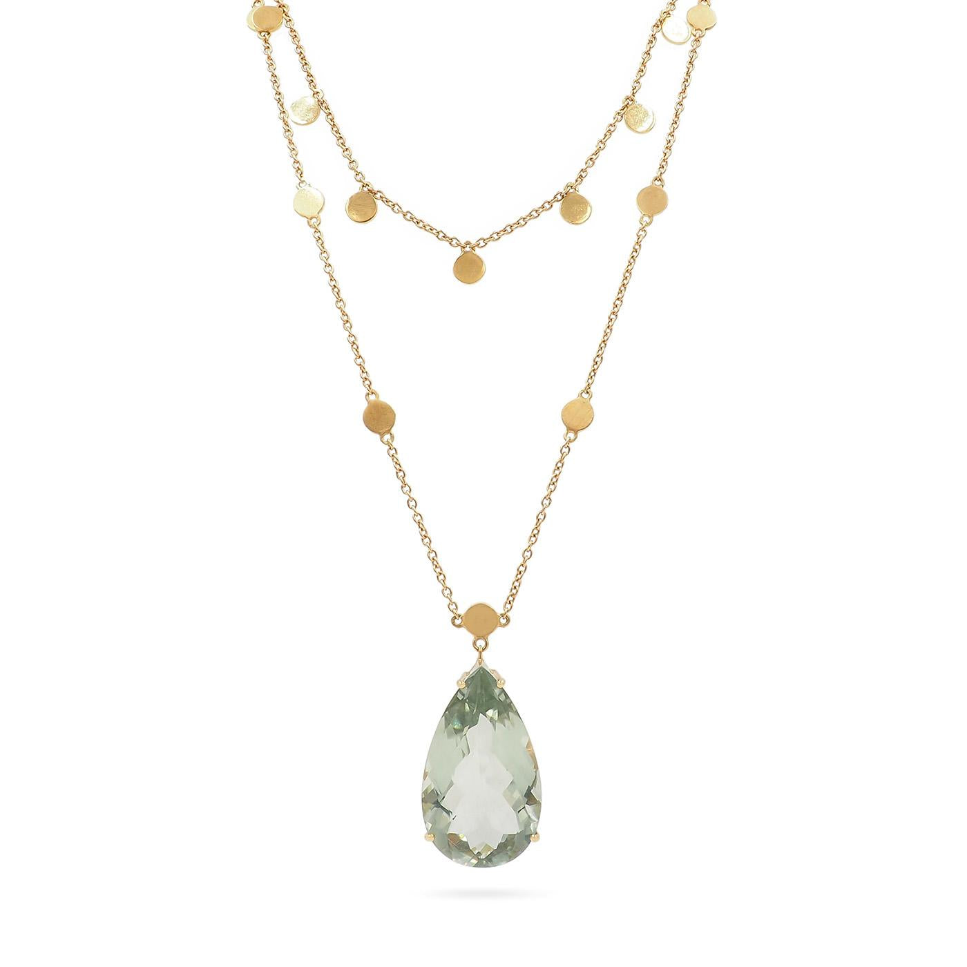 Vintage 26.50 Ct. Pear-Shaped Aquamarine & Gold Discs Pendant Necklace