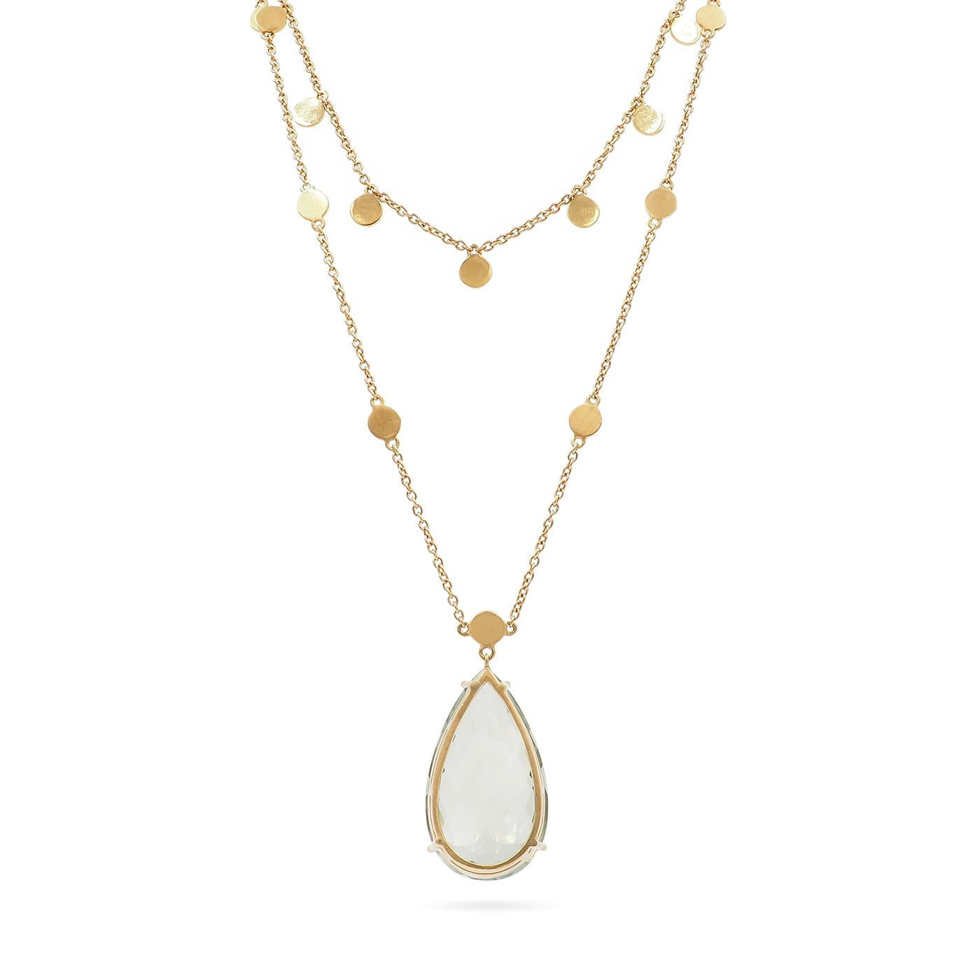 Vintage 26.50 Ct. Pear-Shaped Aquamarine & Gold Discs Pendant Necklace