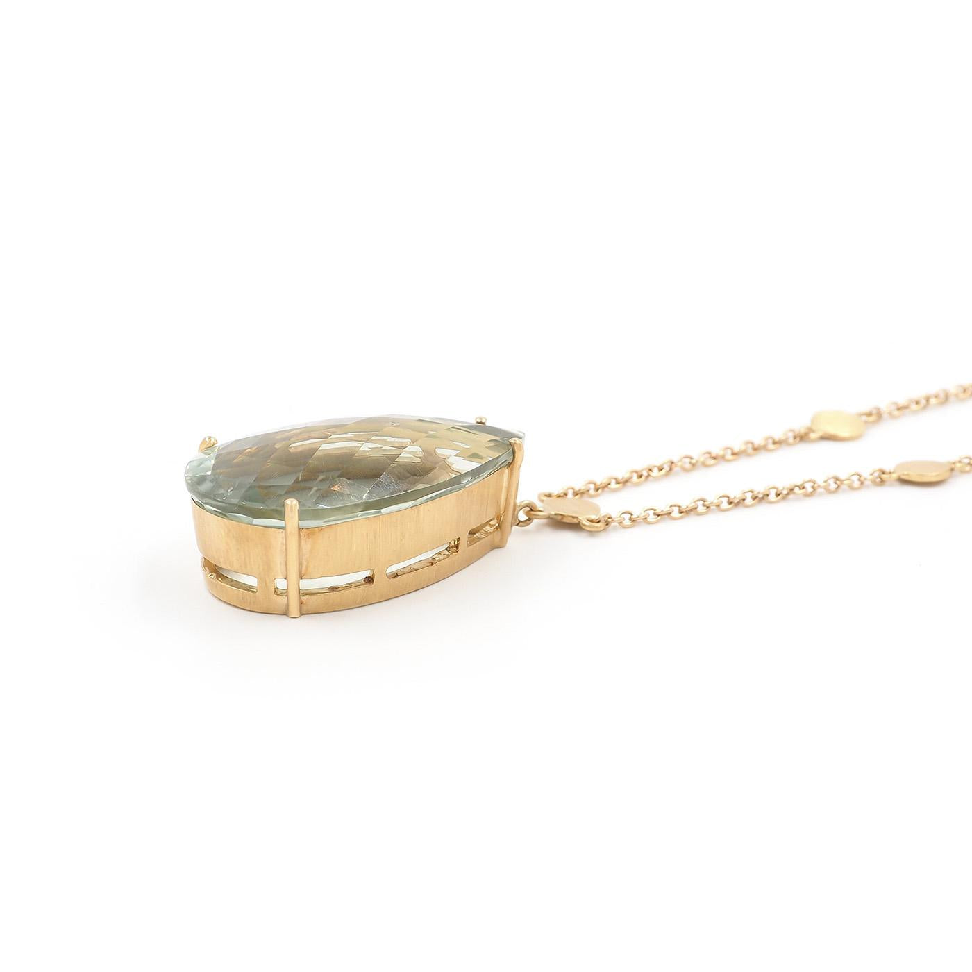 Vintage 26.50 Ct. Pear-Shaped Aquamarine & Gold Discs Pendant Necklace