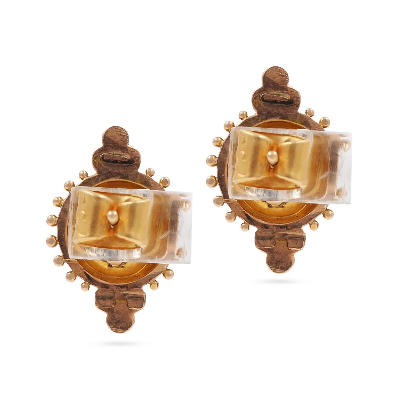 Victorian 0.60 Ctw. Old Mine Cut Diamond, Turquoise, & Pearl Earrings