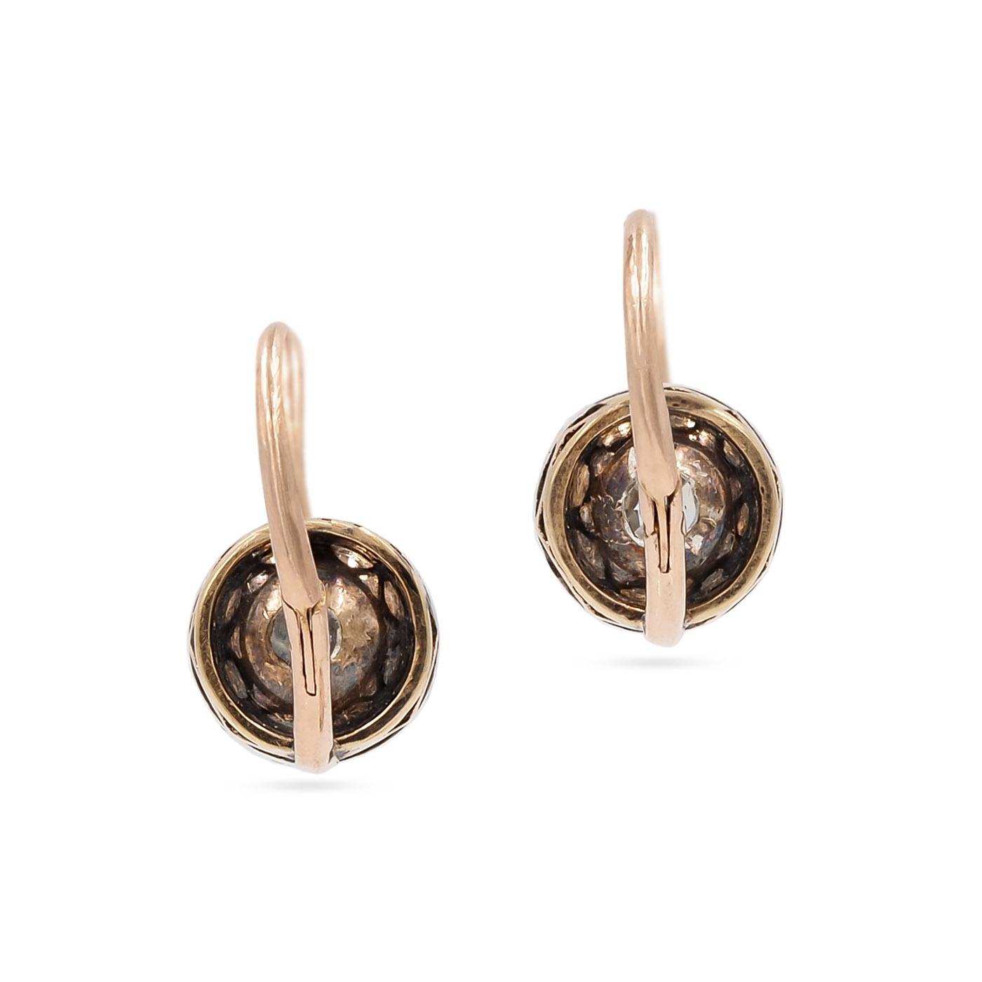 Victorian Collet-Set 2.21 Ctw. Old European Cut Diamond Drop Earrings