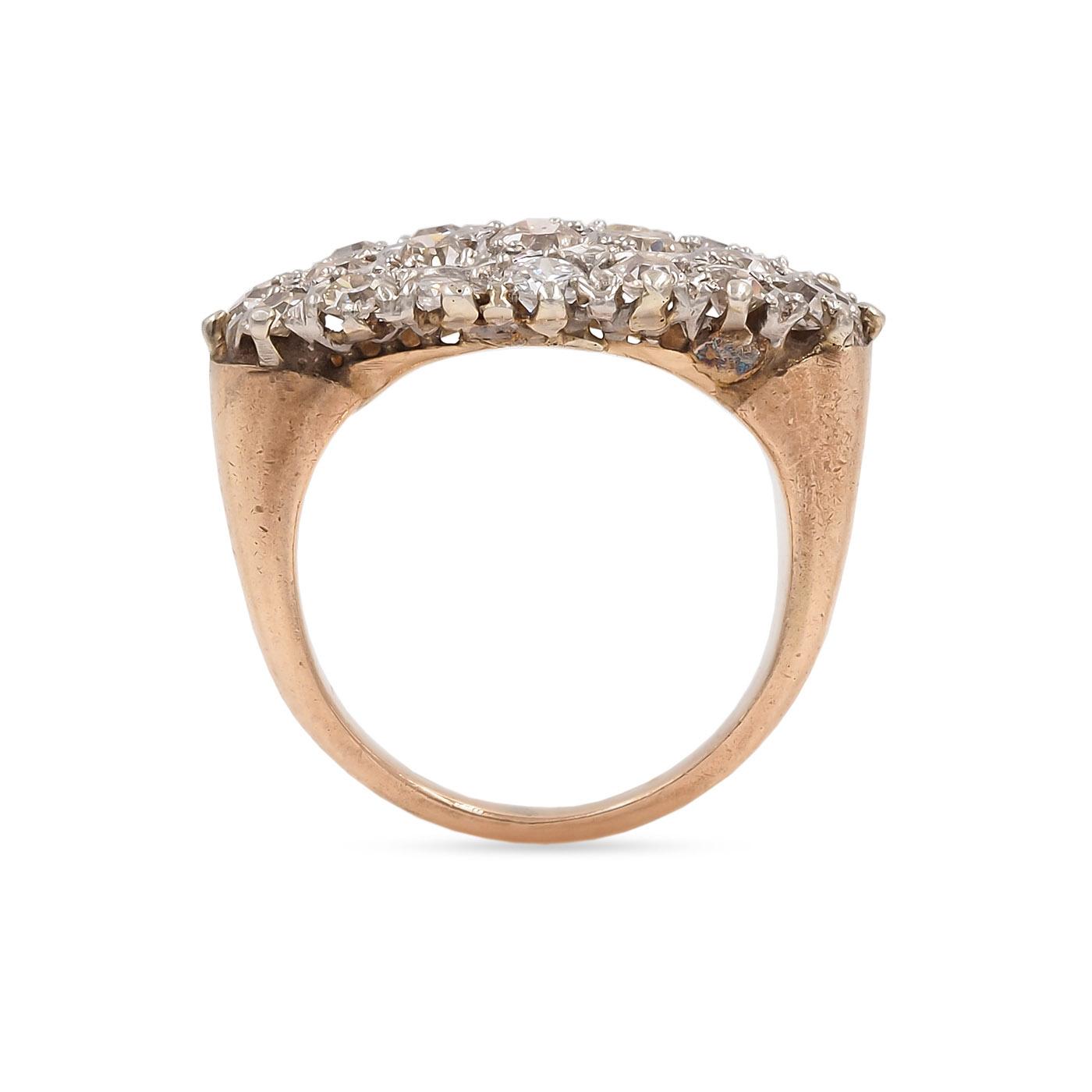 Victorian 1.88 Ctw. Old Mine Cut Diamond' Plaque' Cluster Ring