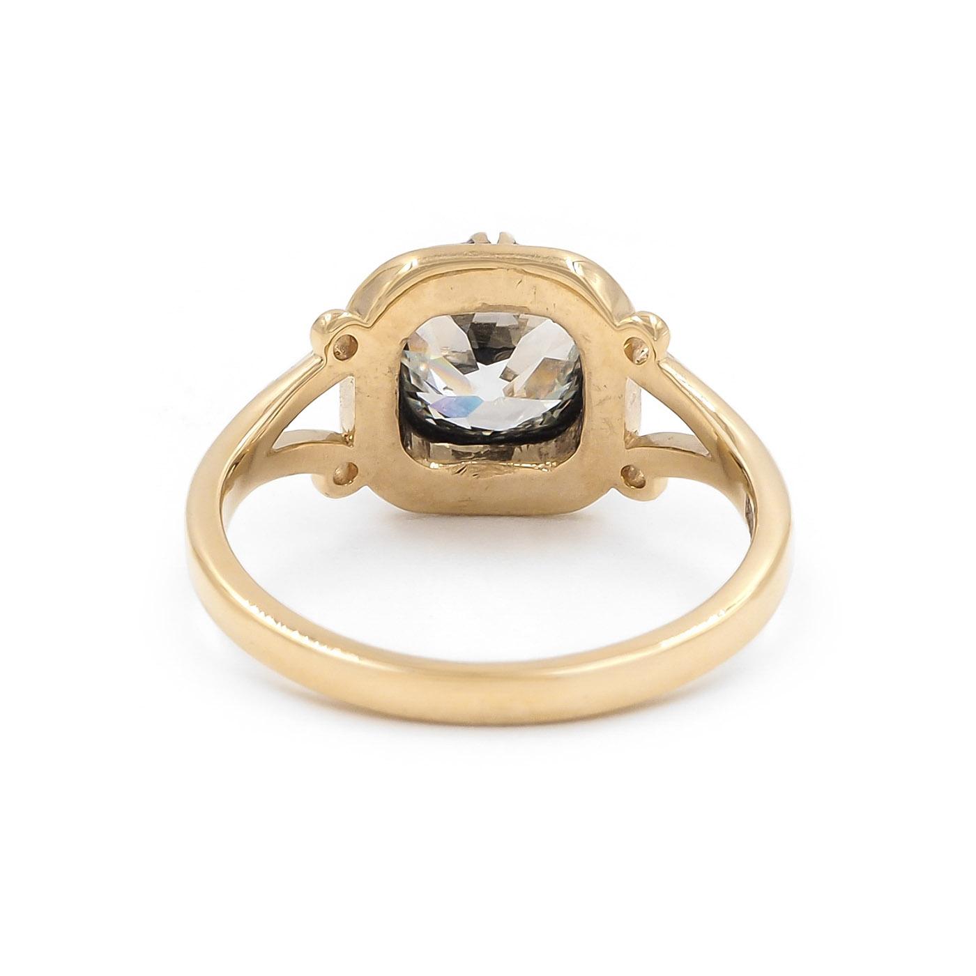 1.45 Ct. Old Mine Cut Diamond & Enamel Engagement Ring from Bespoke by Platt