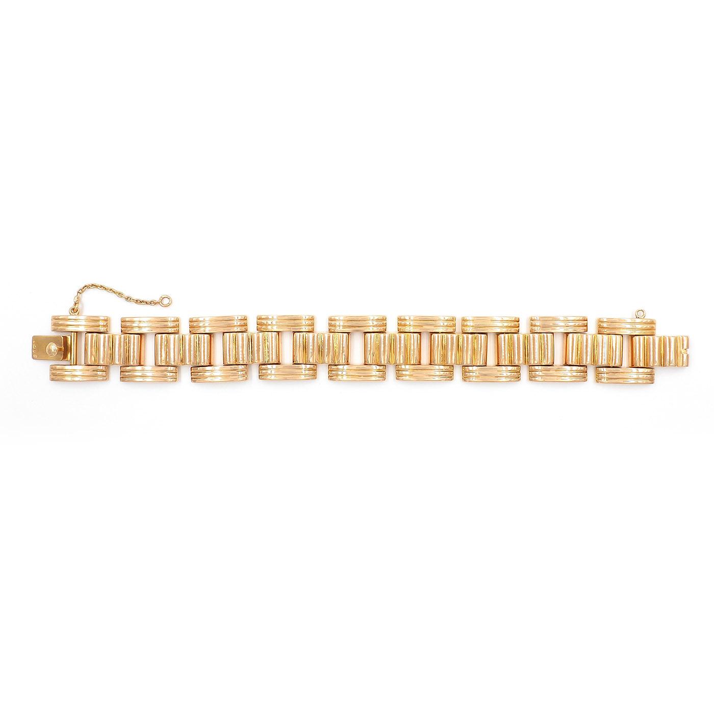 Retro Tank-Style Gold Link Bracelet