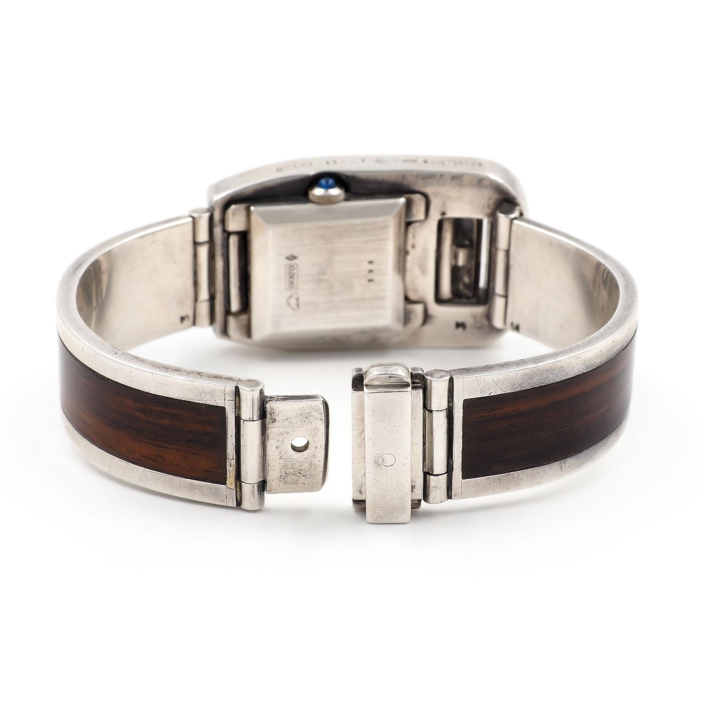 Italian Vintage Wood Buckle Watch Bracelet by Gucci