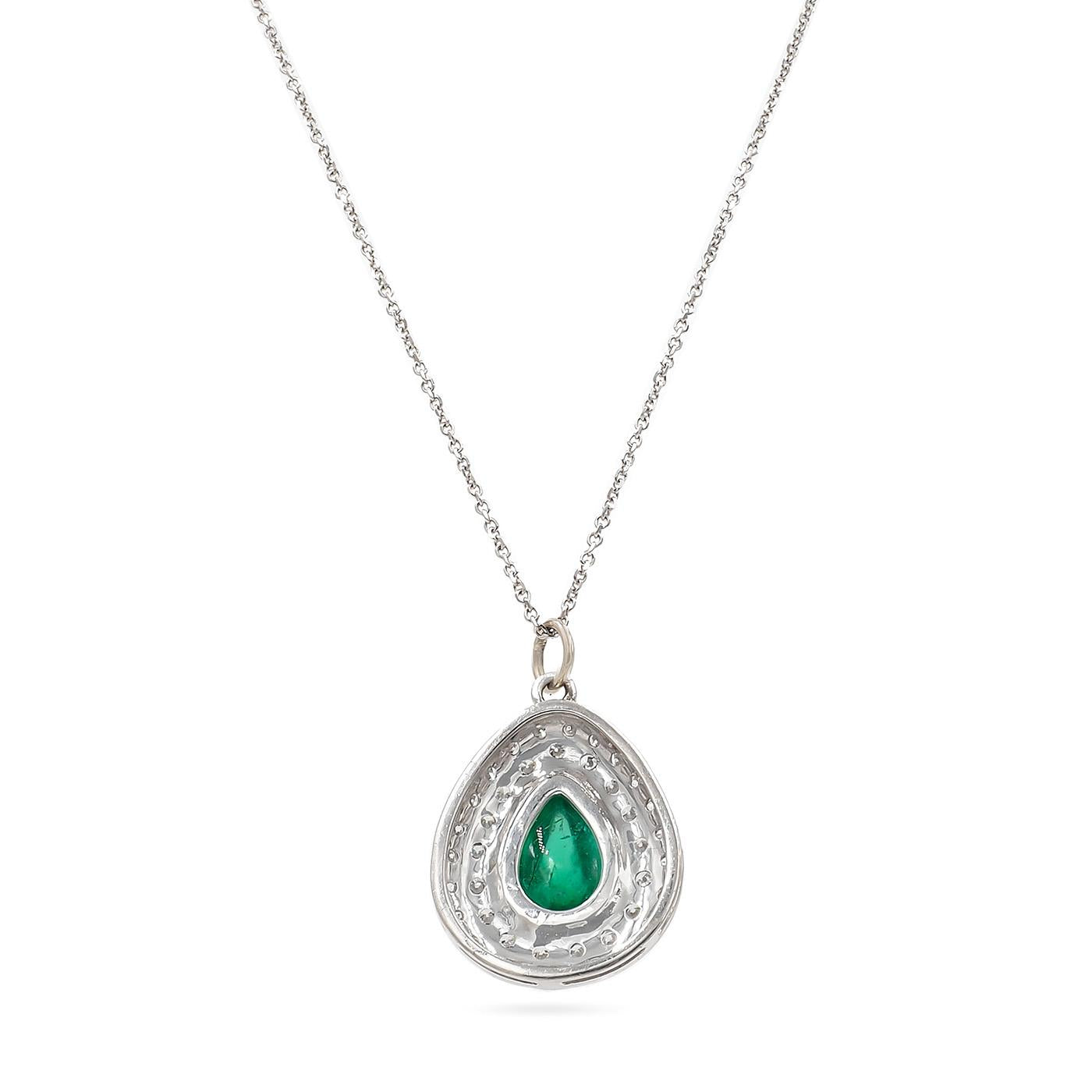 Vintage 3.04 Ct. Teardrop-Shaped Emerald Pendant Necklace