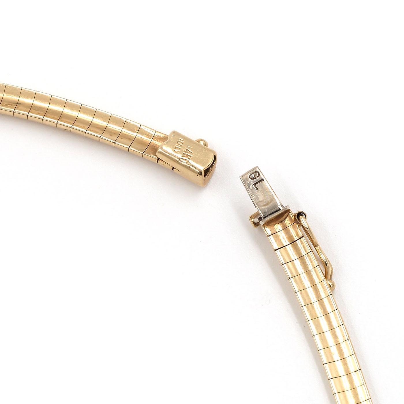 Gold Vintage Omega Link Collar Necklace Up Close