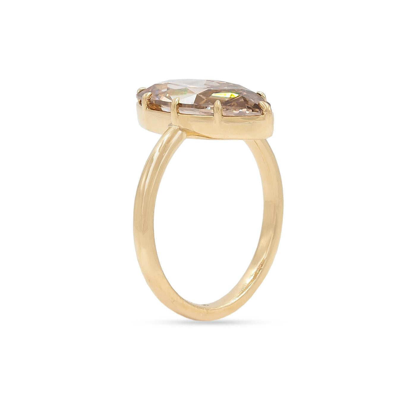 3.53 Ct Marquise Cut Orangish Brown Diamond Solitaire Ring from Bespoke by Platt