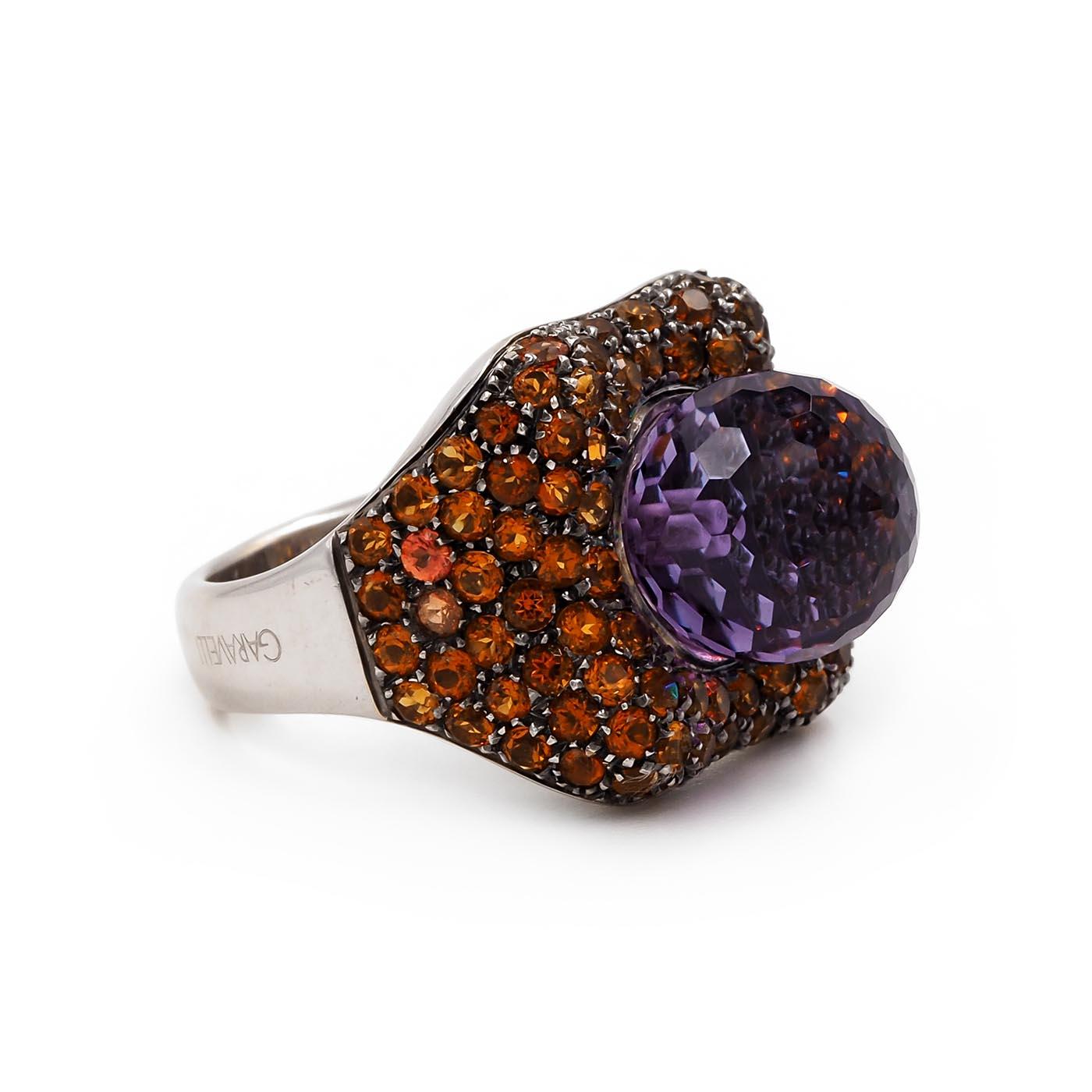 Vintage Amethyst & Garnet Cocktail Ring by Garavelli
