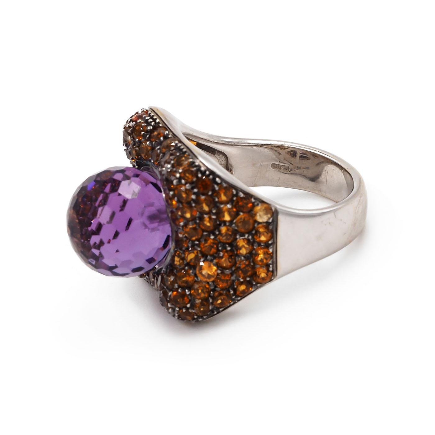 Vintage Amethyst & Garnet Cocktail Ring by Garavelli