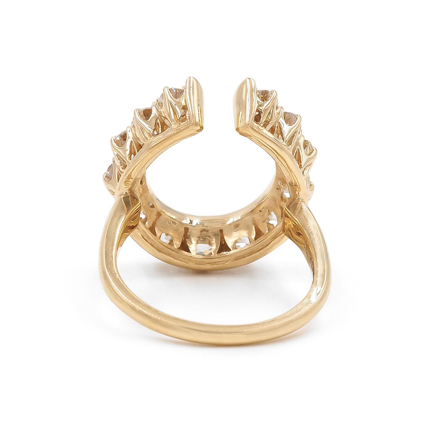 2.00 Ctw. Old Mine Cut Diamond Horseshoe Ring from Bespoke by Platt