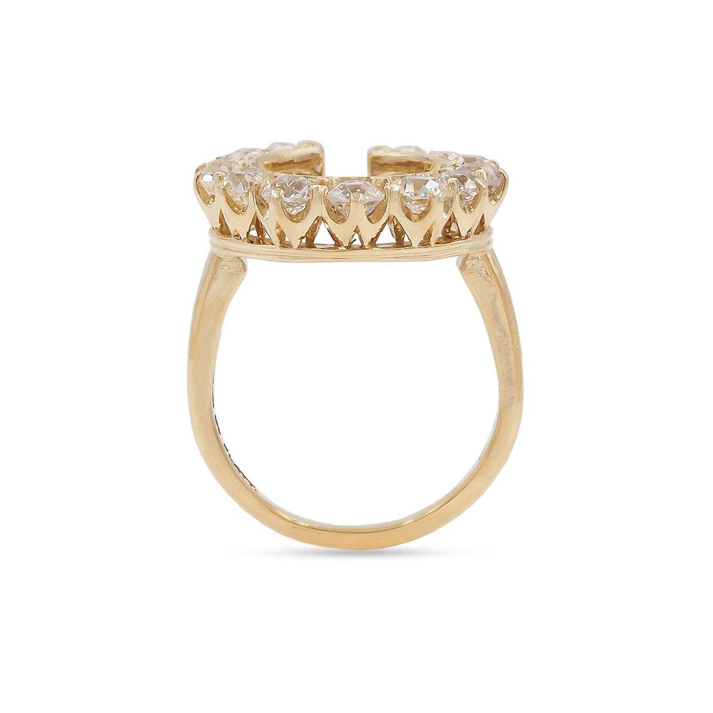 2.00 Ctw. Old Mine Cut Diamond Horseshoe Ring from Bespoke by Platt