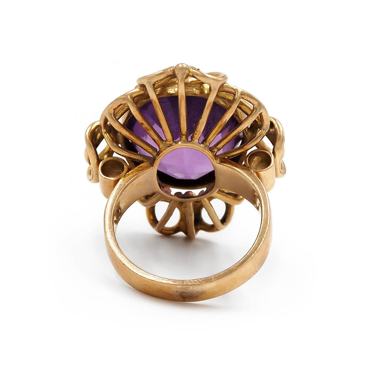 Art Nouveau 9.30 Ct. Oval Cut Amethyst Swirly Dinner Ring