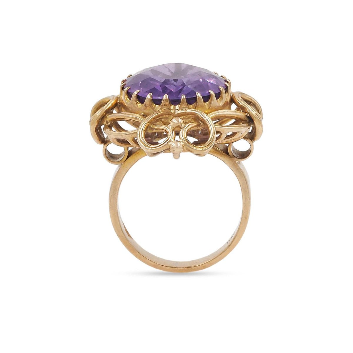 Art Nouveau 9.30 Ct. Oval Cut Amethyst Swirly Dinner Ring
