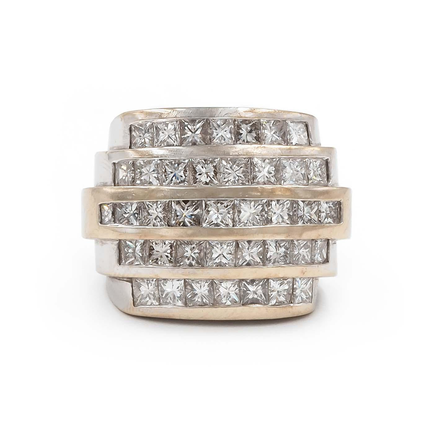 Vintage 3.50 Ctw. Princess Cut Diamond Angular Dome Ring