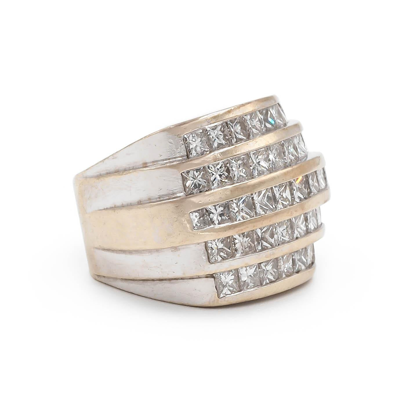 Vintage 3.50 Ctw. Princess Cut Diamond Angular Dome Ring