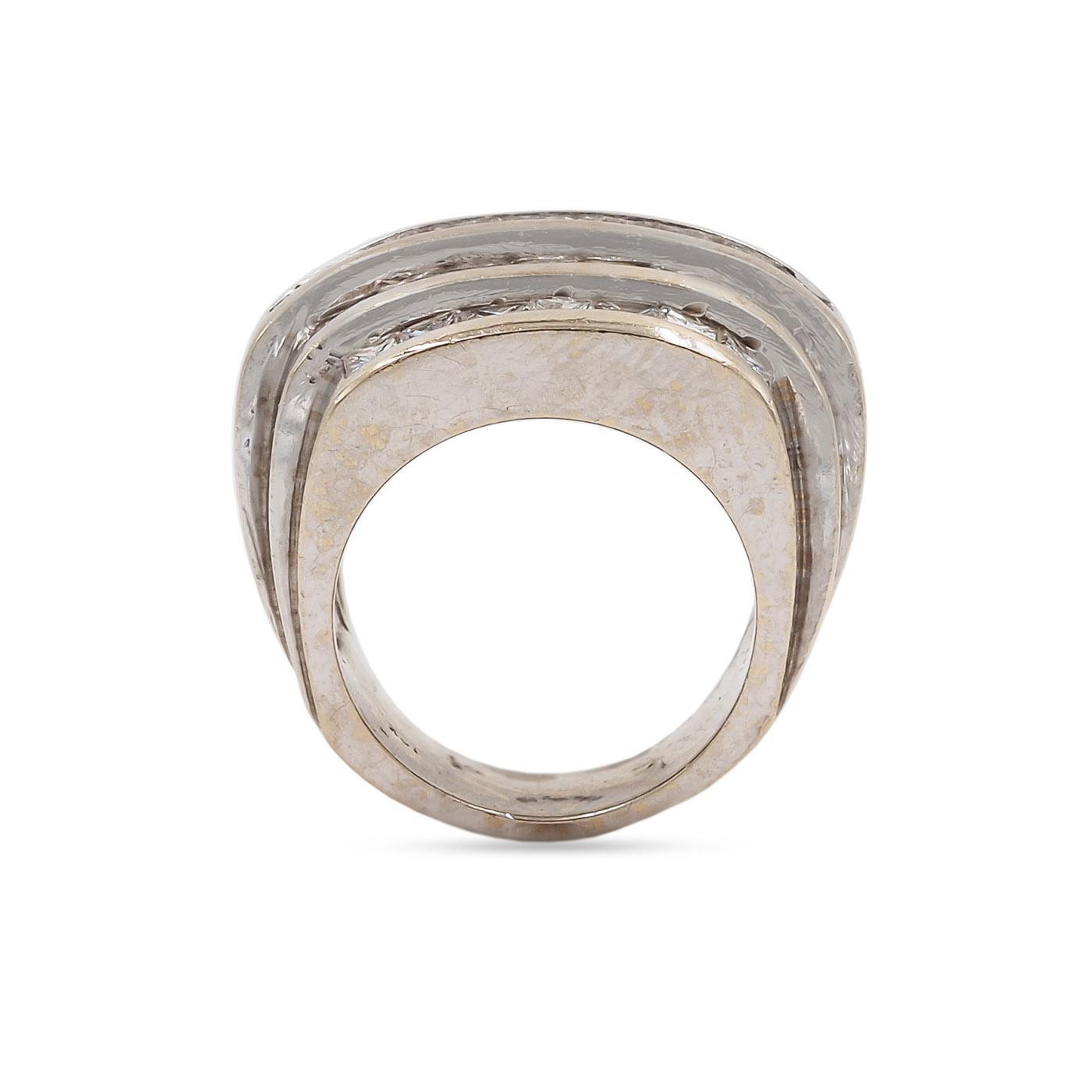 Vintage 3.50 Ctw. Princess Cut Diamond Angular Dome Ring