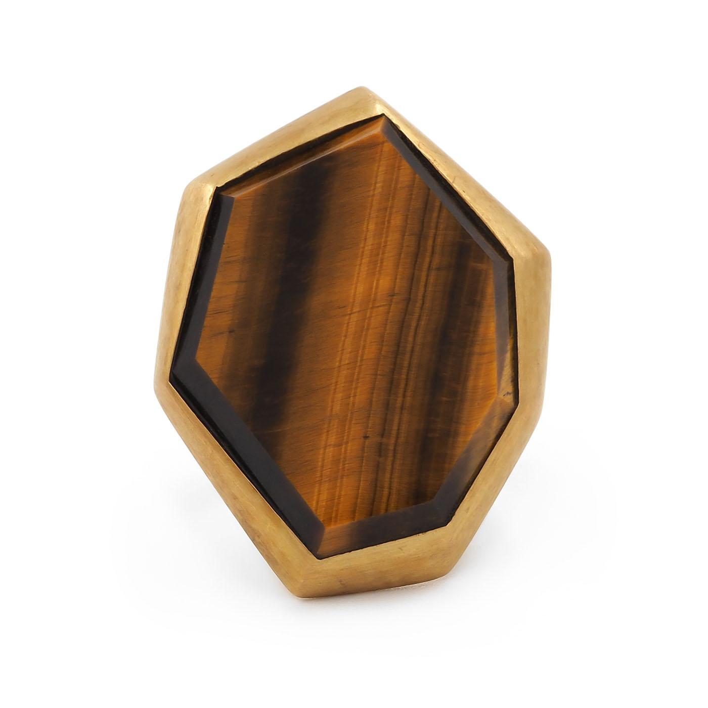 Vintage Angular Freeform Tiger's Eye Ring by Vasari