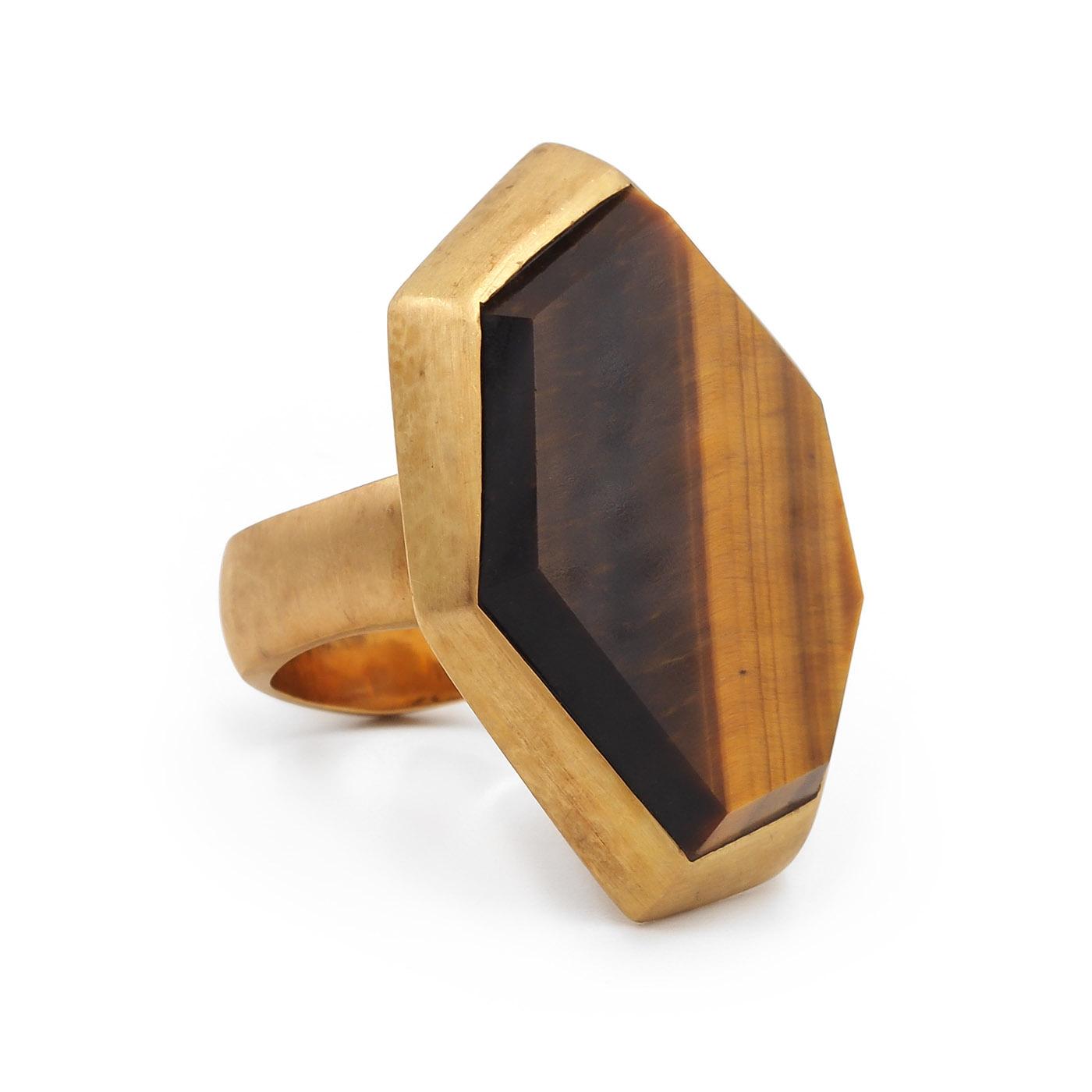 Vintage Angular Freeform Tiger's Eye Ring by Vasari