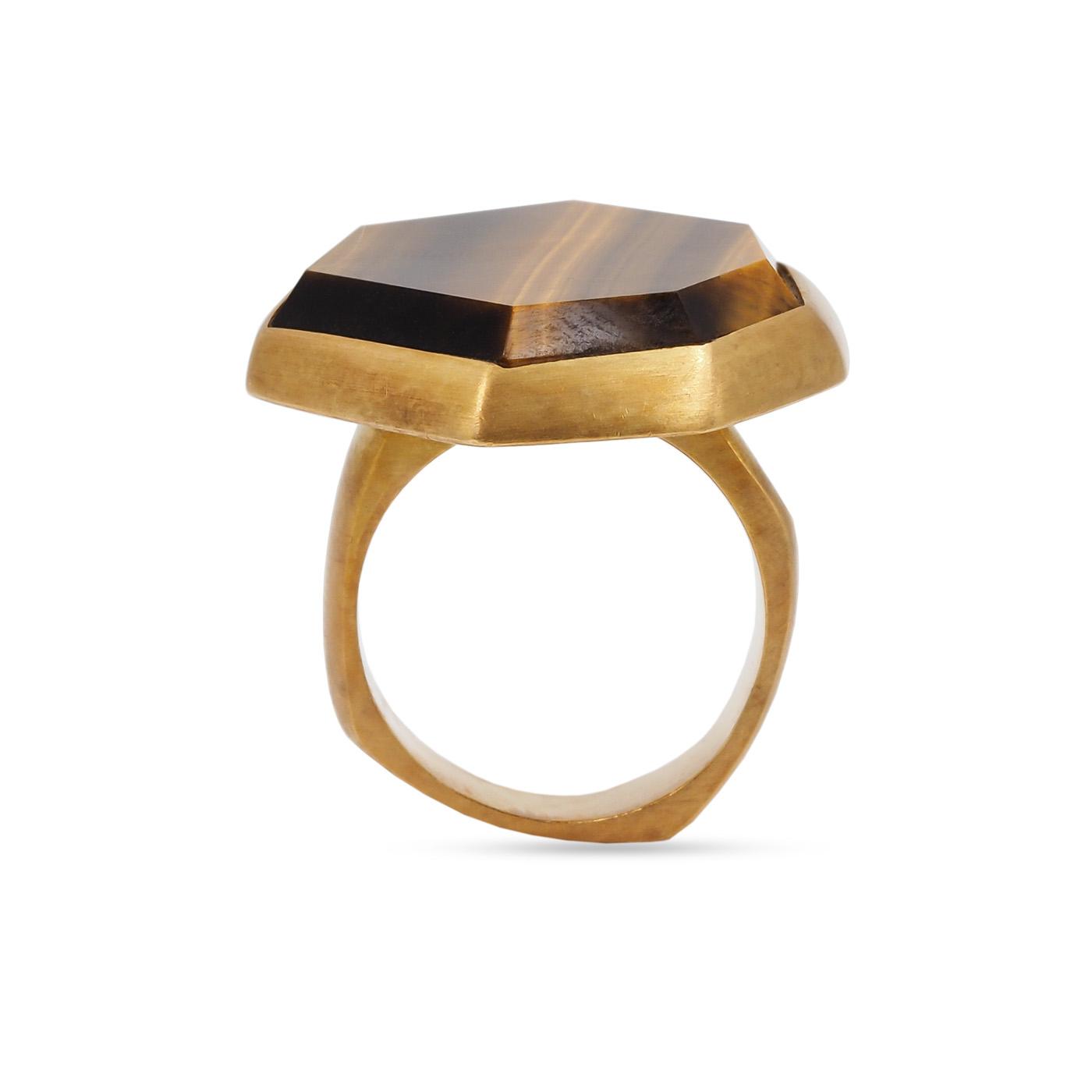 Vintage Angular Freeform Tiger's Eye Ring by Vasari