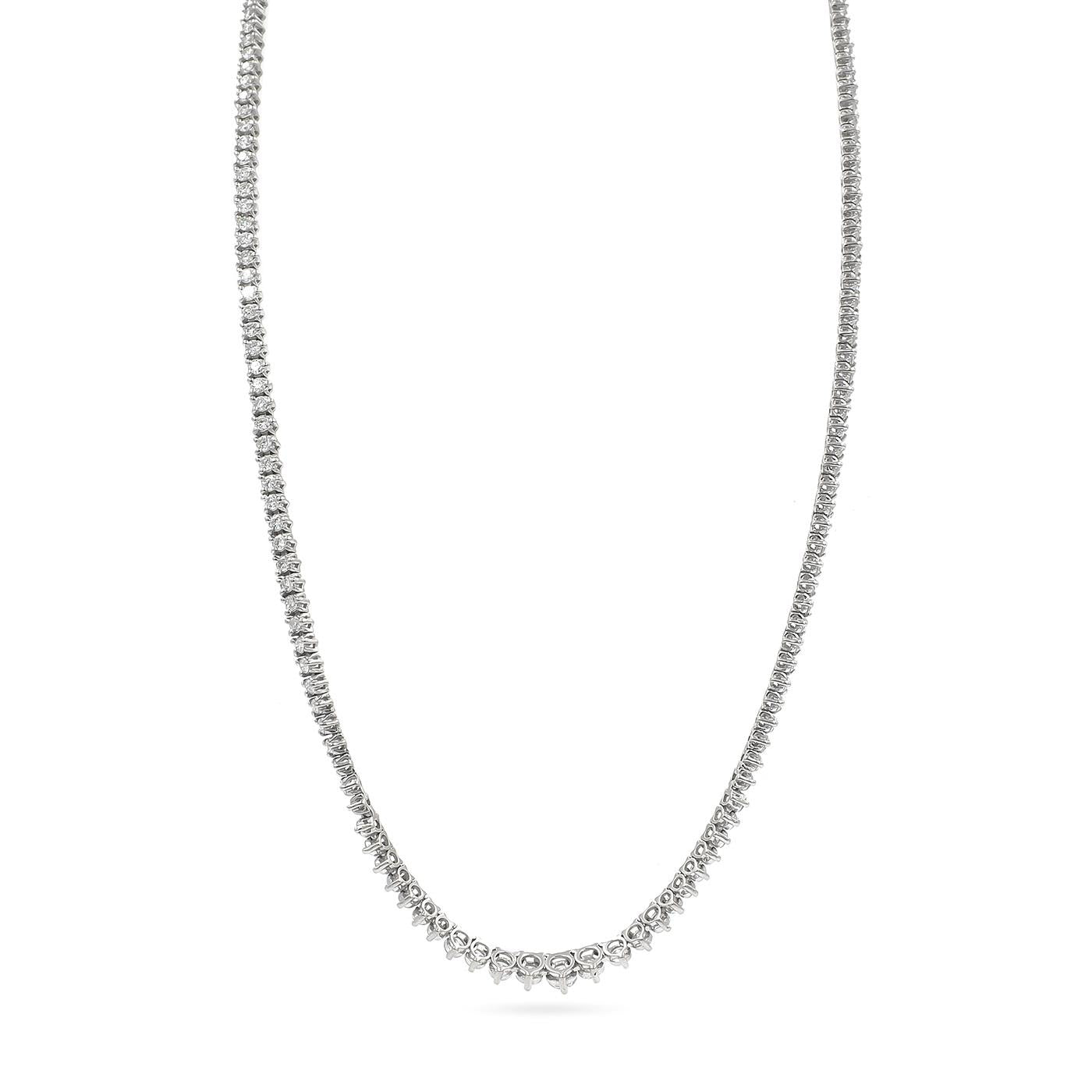 Vintage 5.05 Ctw. Round Brilliant Cut Diamond Graduated Line Necklace