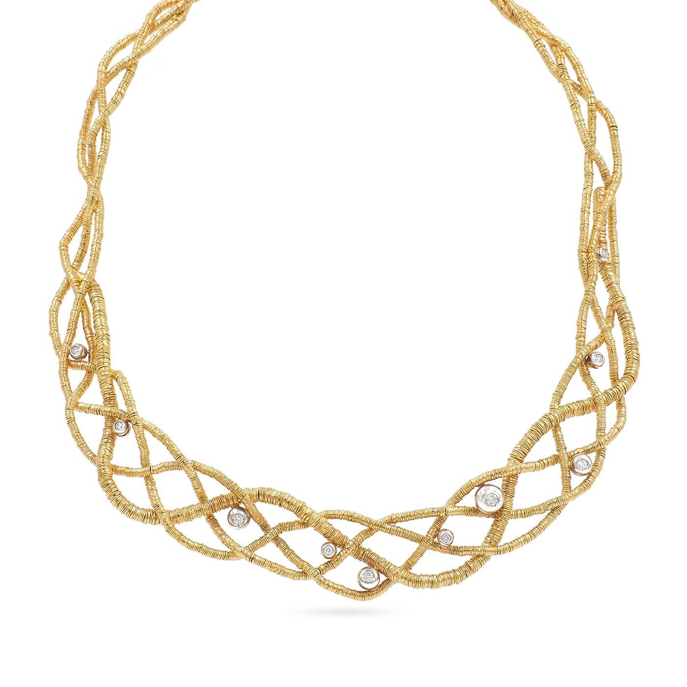 Vintage Woven Diamond Collar Necklace by Orlandini