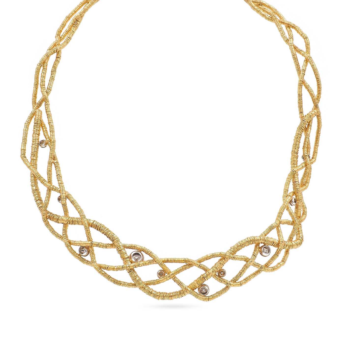 Vintage Woven Diamond Collar Necklace by Orlandini