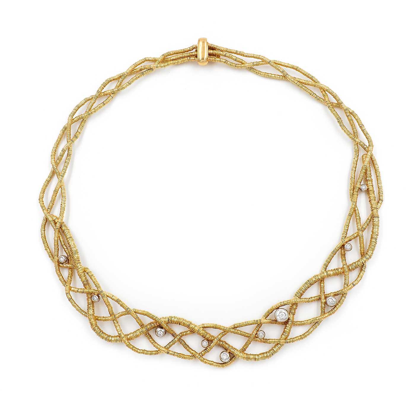 Vintage Woven Diamond Collar Necklace by Orlandini