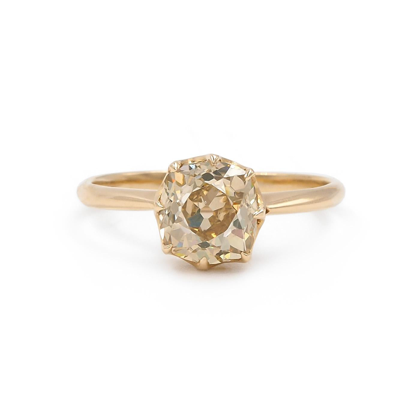 Edwardian 2.15 ct. Old Mine Cut Diamond Solitaire Engagement Ring