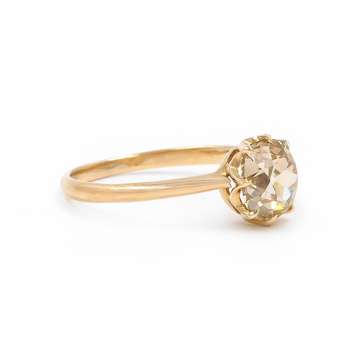 Edwardian 2.15 ct. Old Mine Cut Diamond Solitaire Engagement Ring