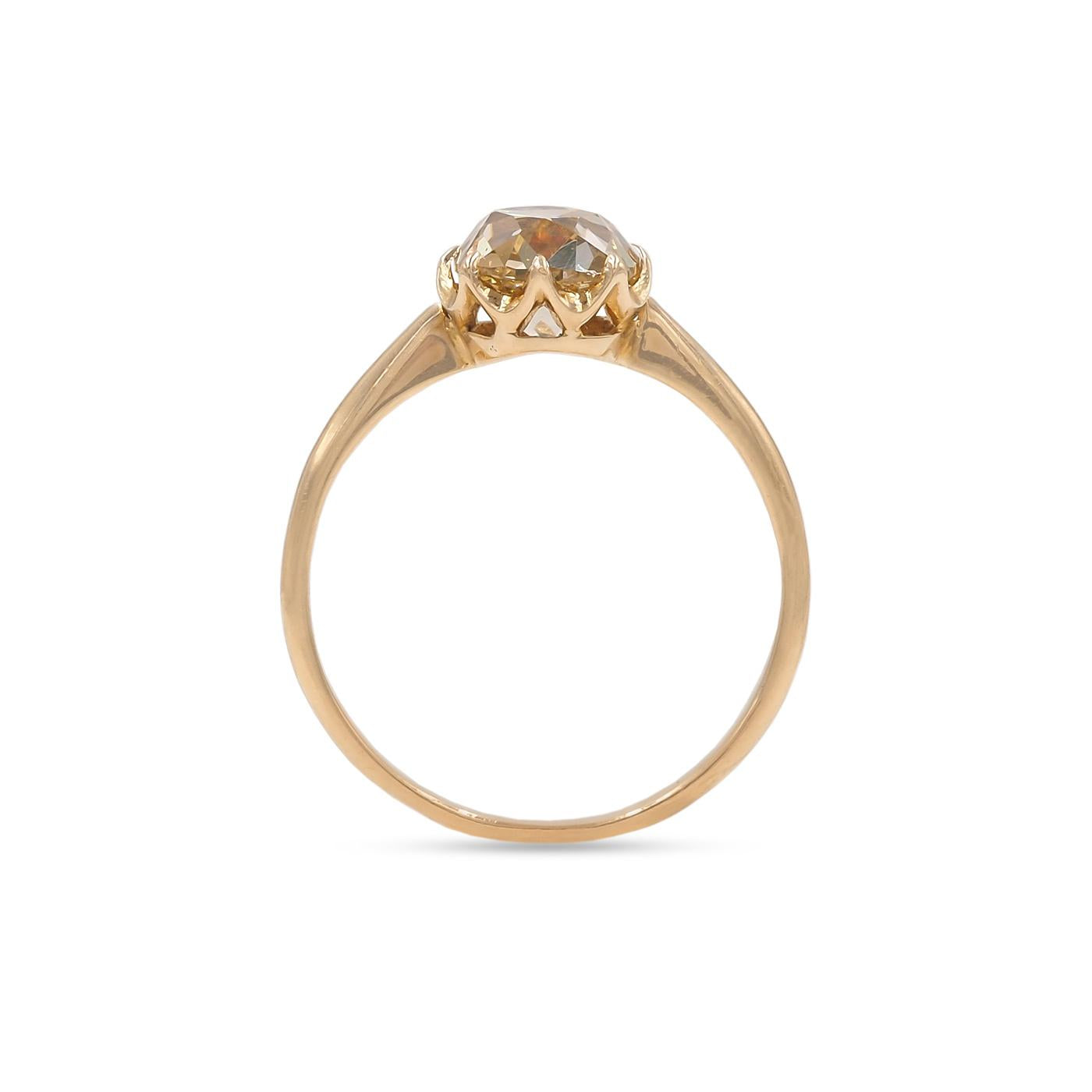 Edwardian 2.15 ct. Old Mine Cut Diamond Solitaire Engagement Ring