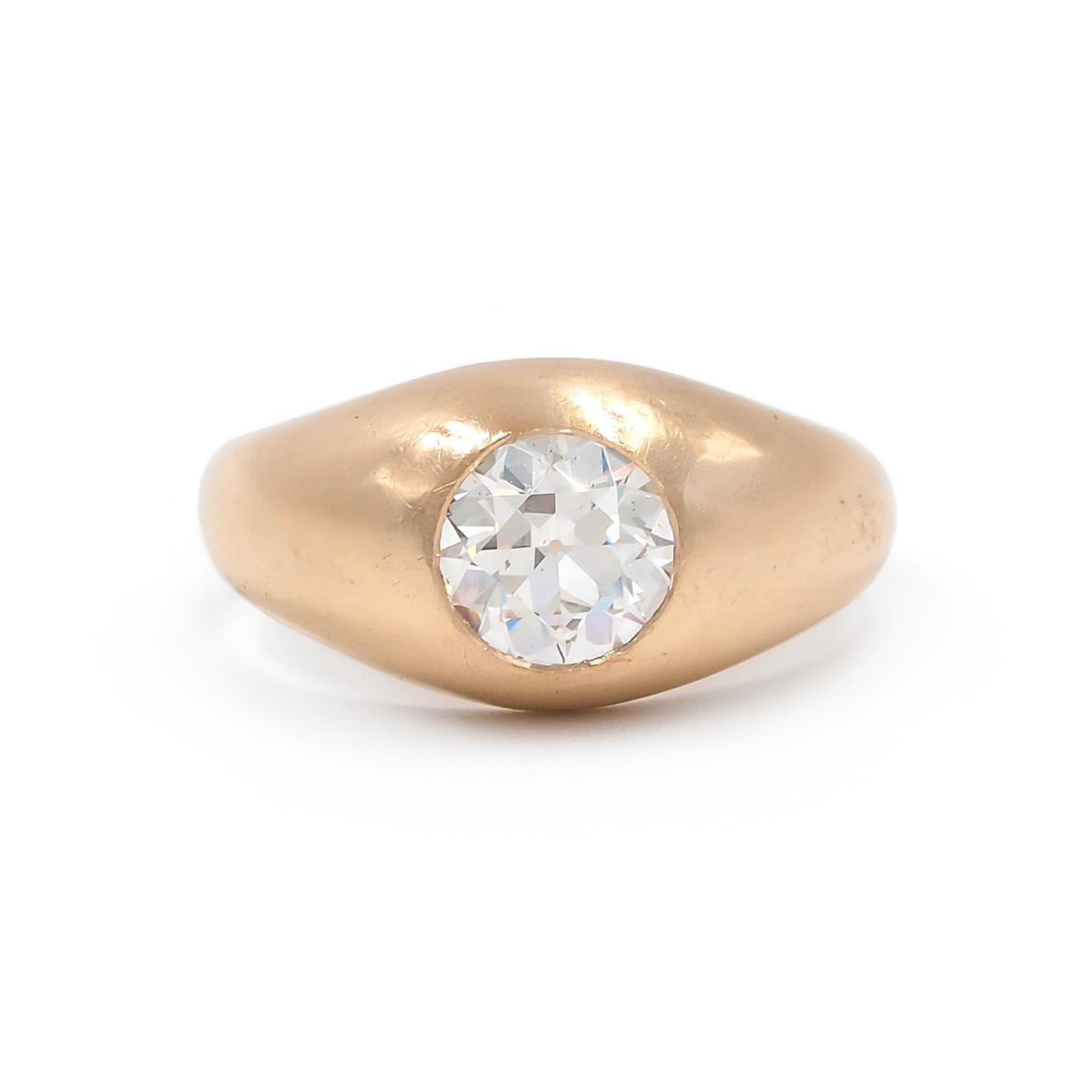 Retro 1.30 Ct. Old European Cut Diamond Domed Gypsy Ring
