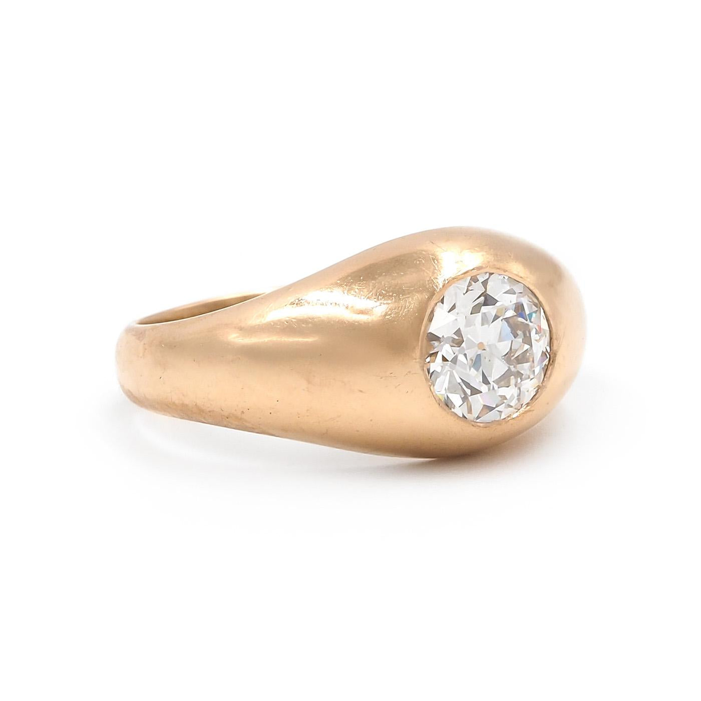 Retro 1.30 Ct. Old European Cut Diamond Domed Gypsy Ring