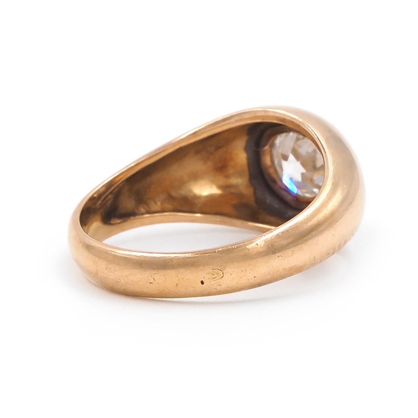 Retro 1.30 Ct. Old European Cut Diamond Domed Gypsy Ring