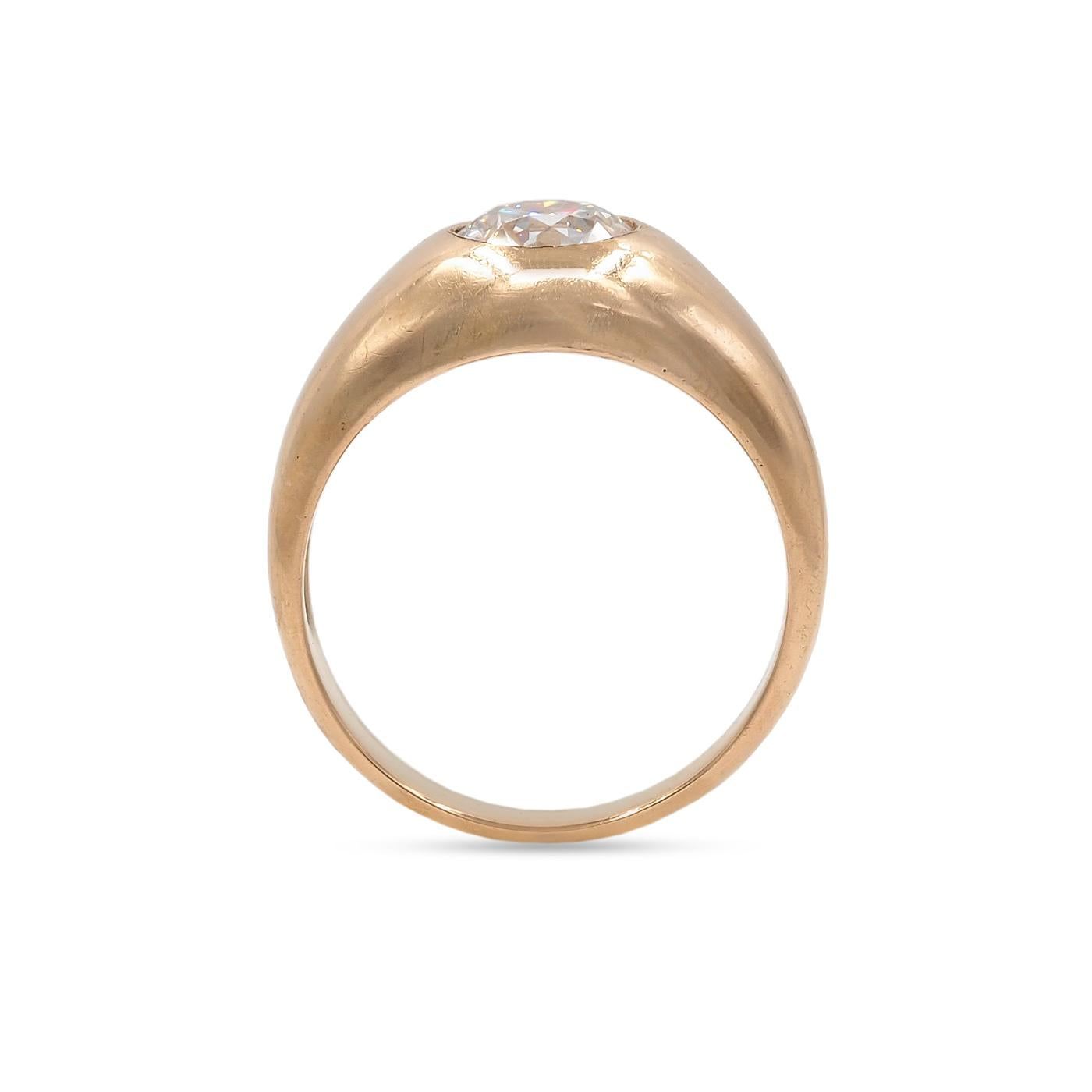 Retro 1.30 Ct. Old European Cut Diamond Domed Gypsy Ring
