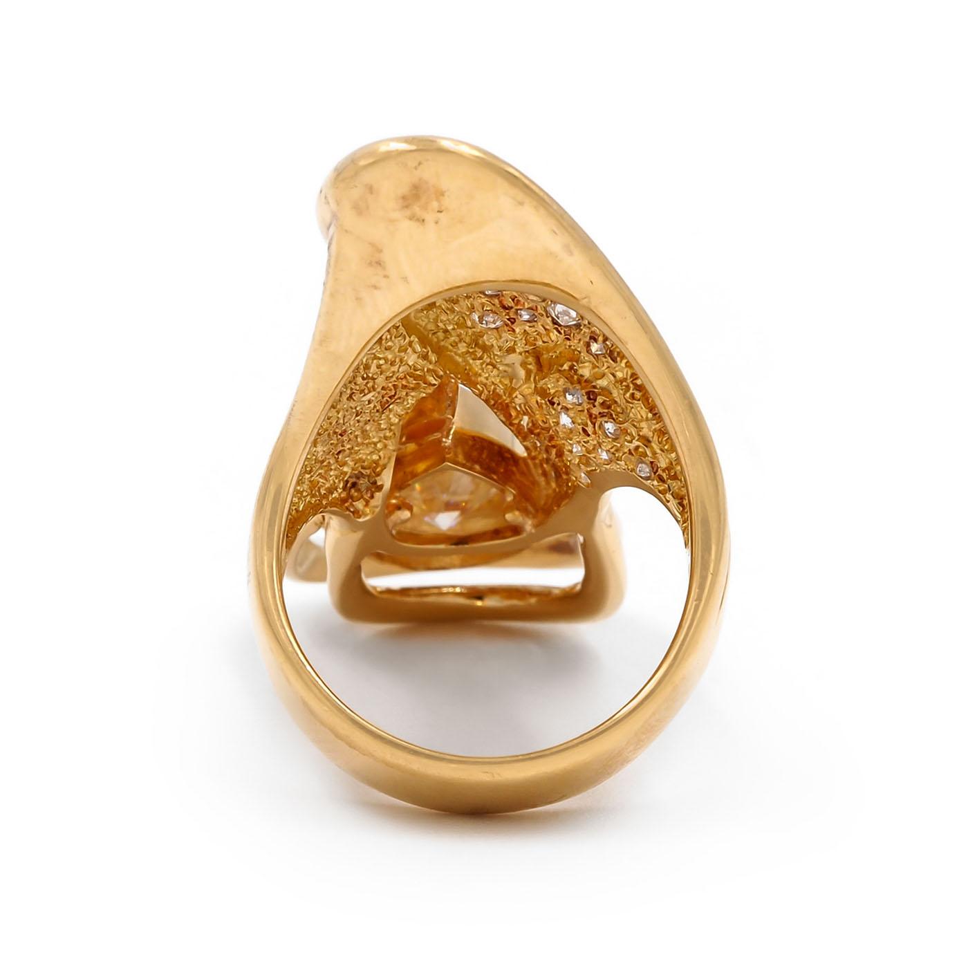 Vintage 2.38 Ct. Pear-Shaped Diamond Swirling Freeform Sculptural Ring