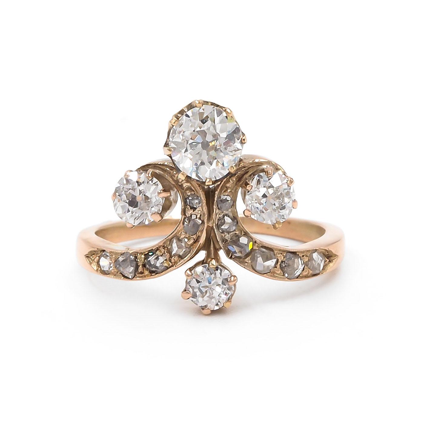 Victorian 0.61 Ct. Old European Cut Diamond Tiara Ring