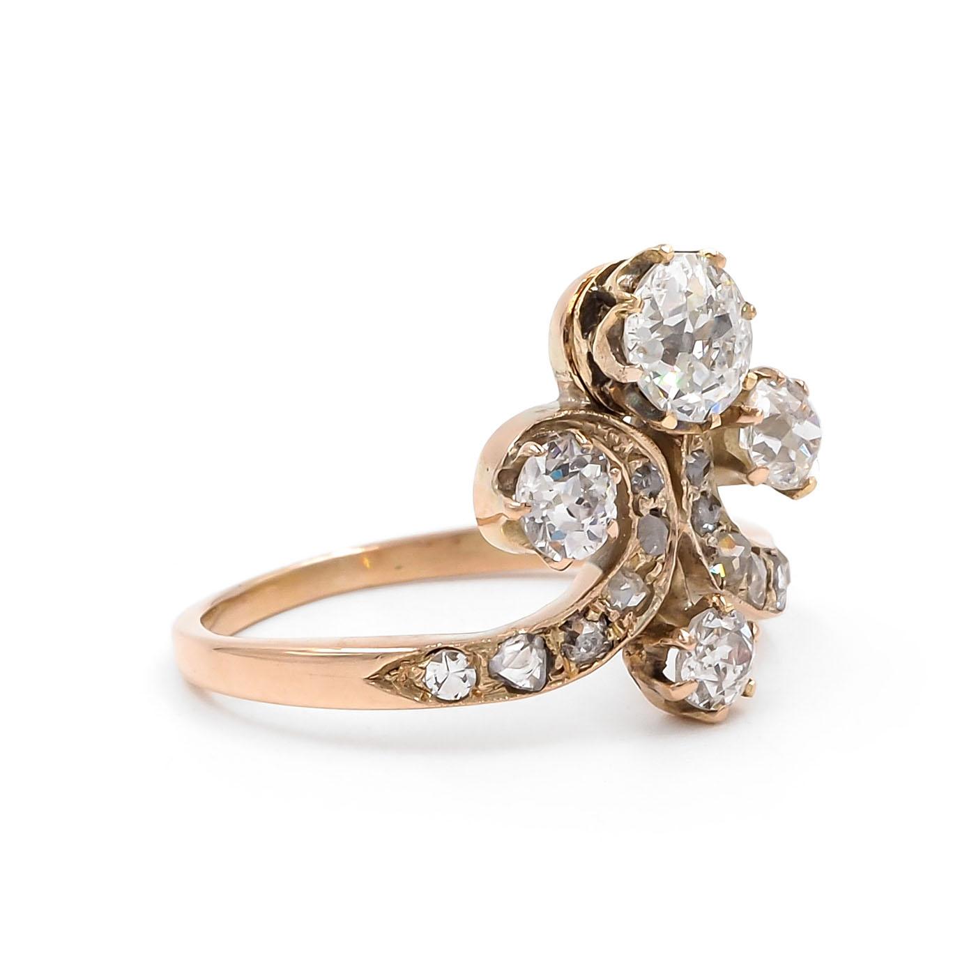 Victorian 0.61 Ct. Old European Cut Diamond Tiara Ring