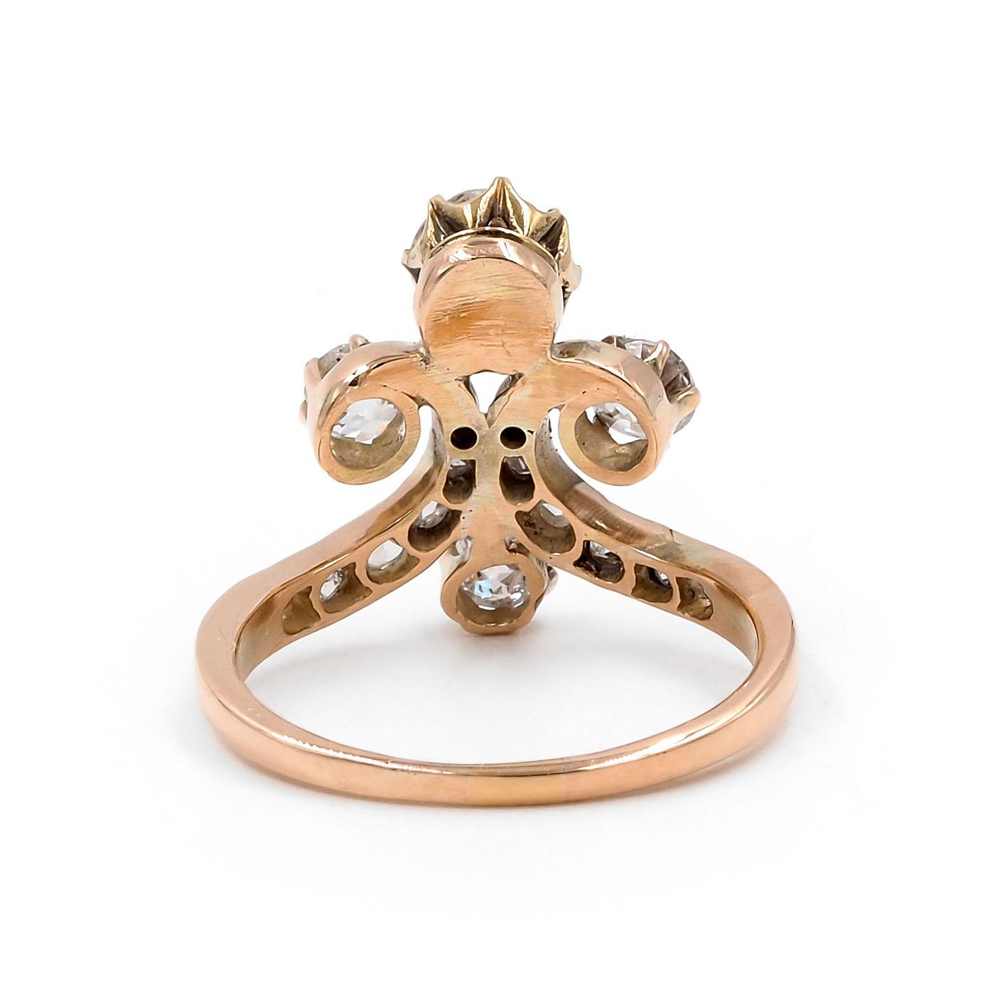 Victorian 0.61 Ct. Old European Cut Diamond Tiara Ring