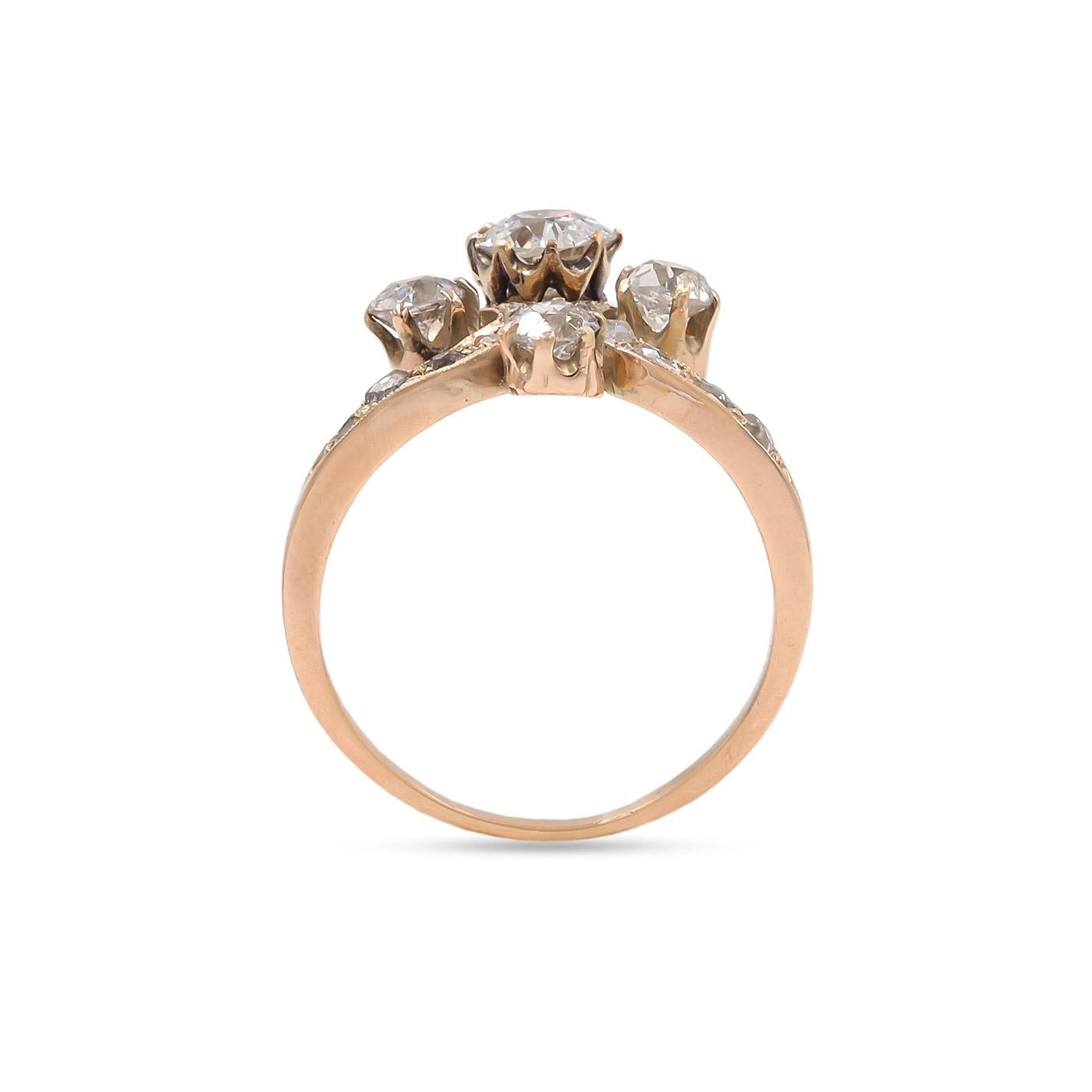 Victorian 0.61 Ct. Old European Cut Diamond Tiara Ring