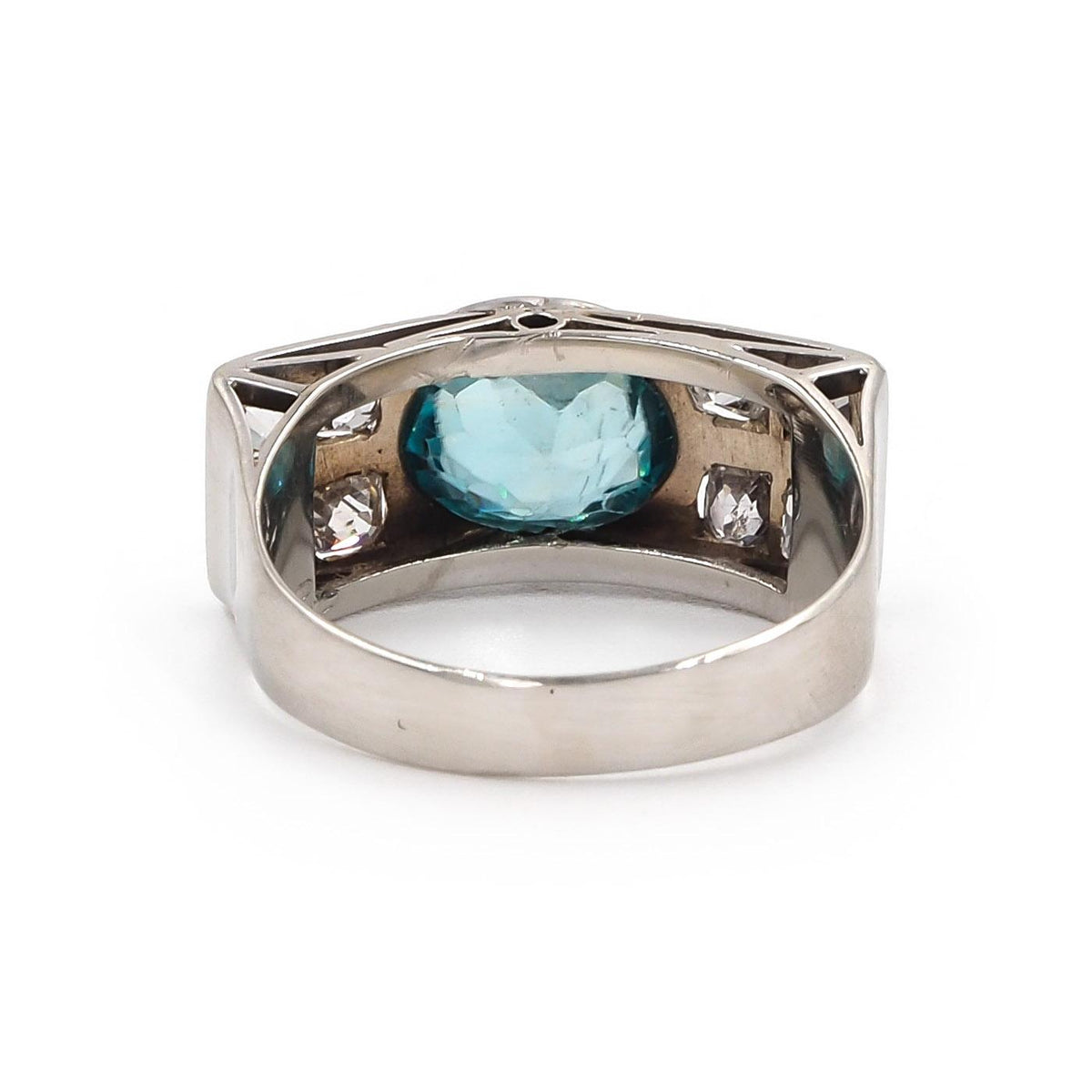 Art Deco 2.24 Ct. Oval Cut Zircon & 0.56 Ctw. Diamond Ring