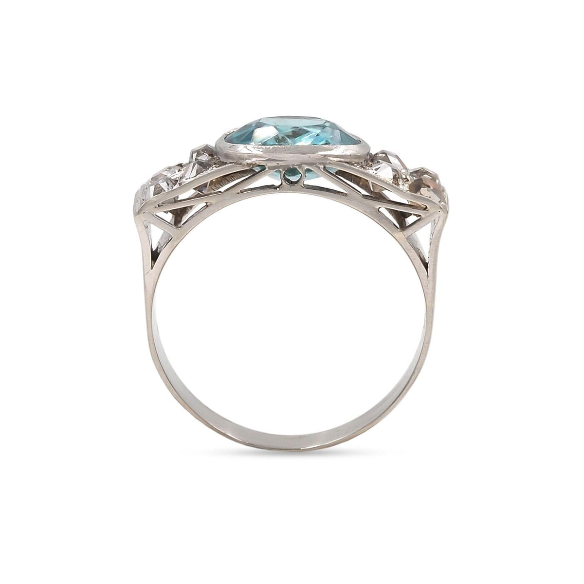Art Deco 2.24 Ct. Oval Cut Zircon & 0.56 Ctw. Diamond Ring