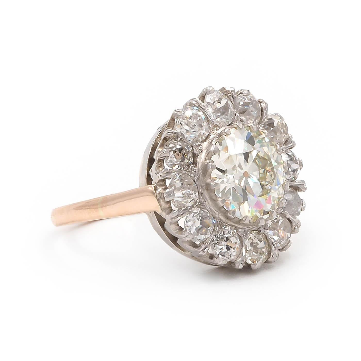 Edwardian 2.03 Ct. Old European Cut Diamond Cluster Engagement Ring