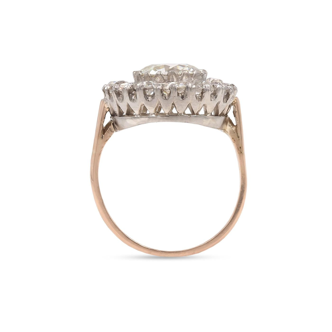 Edwardian 2.03 Ct. Old European Cut Diamond Cluster Engagement Ring