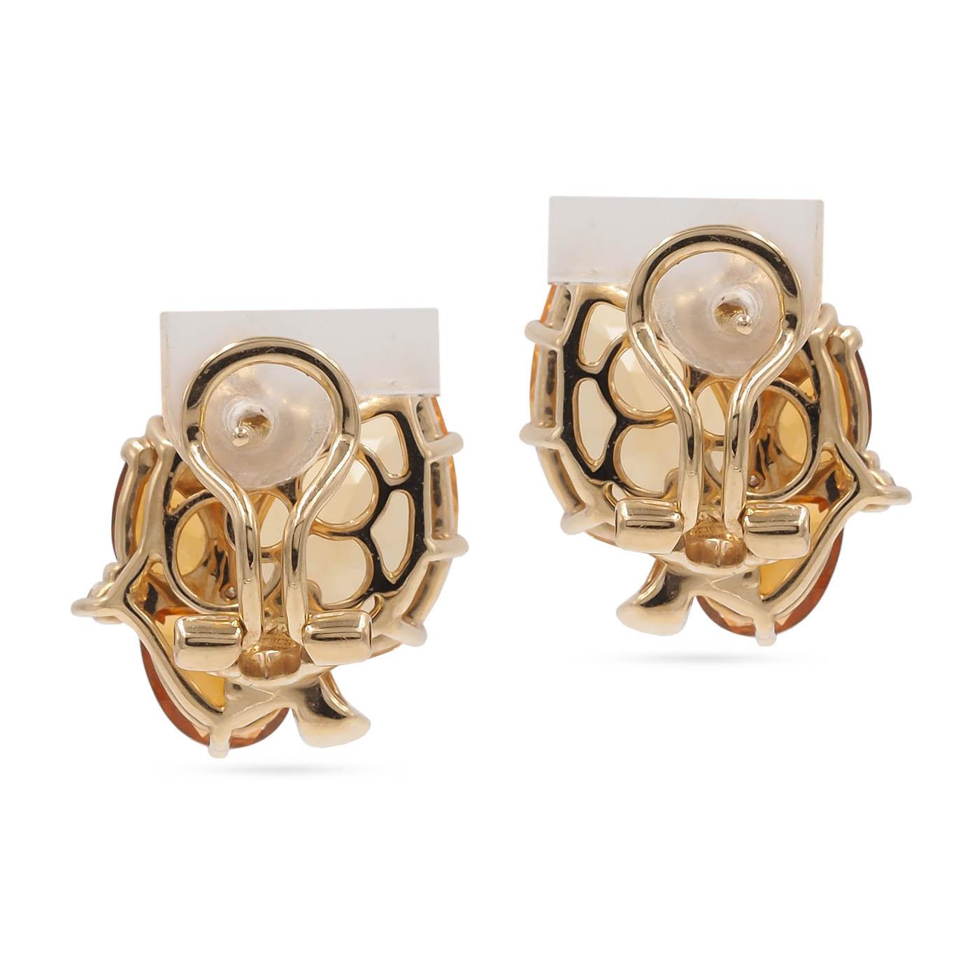 Vintage 12.00 Ctw. Citrine & Diamond Cluster Stud Earrings by Gumps