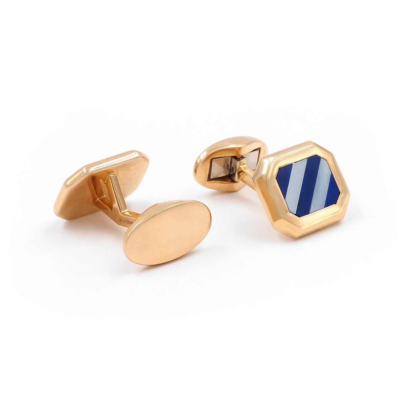 Vintage Lapis Lazuli & Mother of Pearl Gold Cufflinks by Tiffany & Co.