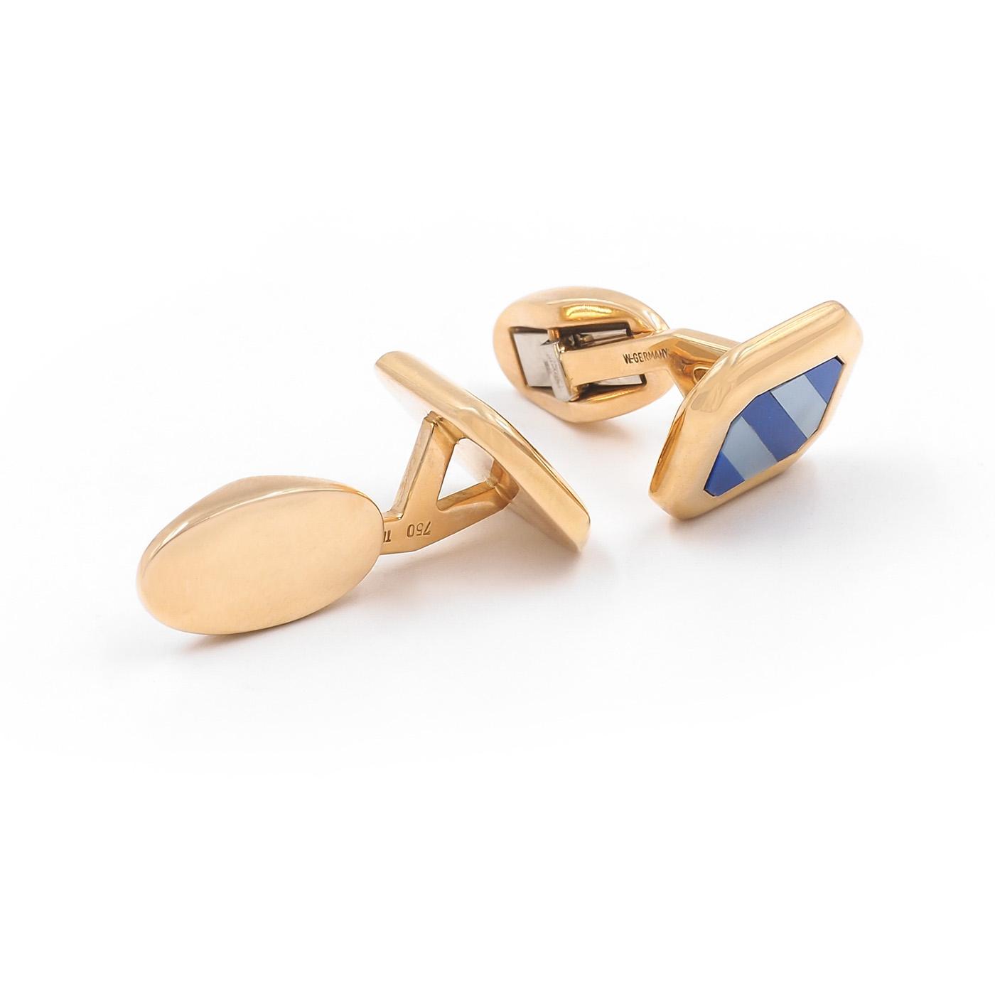 Vintage Lapis Lazuli & Mother of Pearl Gold Cufflinks by Tiffany & Co.