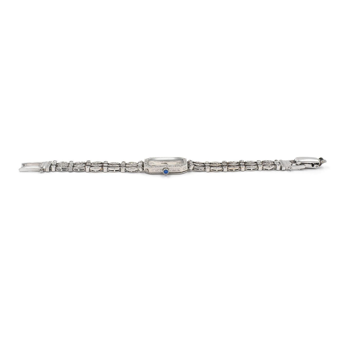 Art Deco 2.50 Ctw. Old Cut Diamond Bracelet Watch